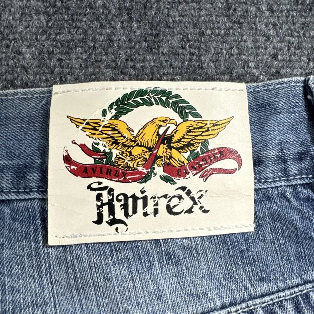 Avirex Classics Jeans Mens 36x30 Baggy Wide Leg Light Wash Y2K Hip Hop Vintage